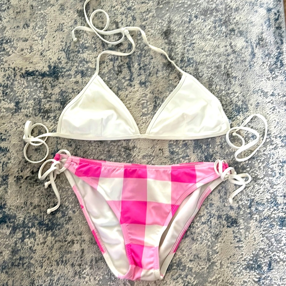 Rampage Med swim bikini and top Pink and White two piece